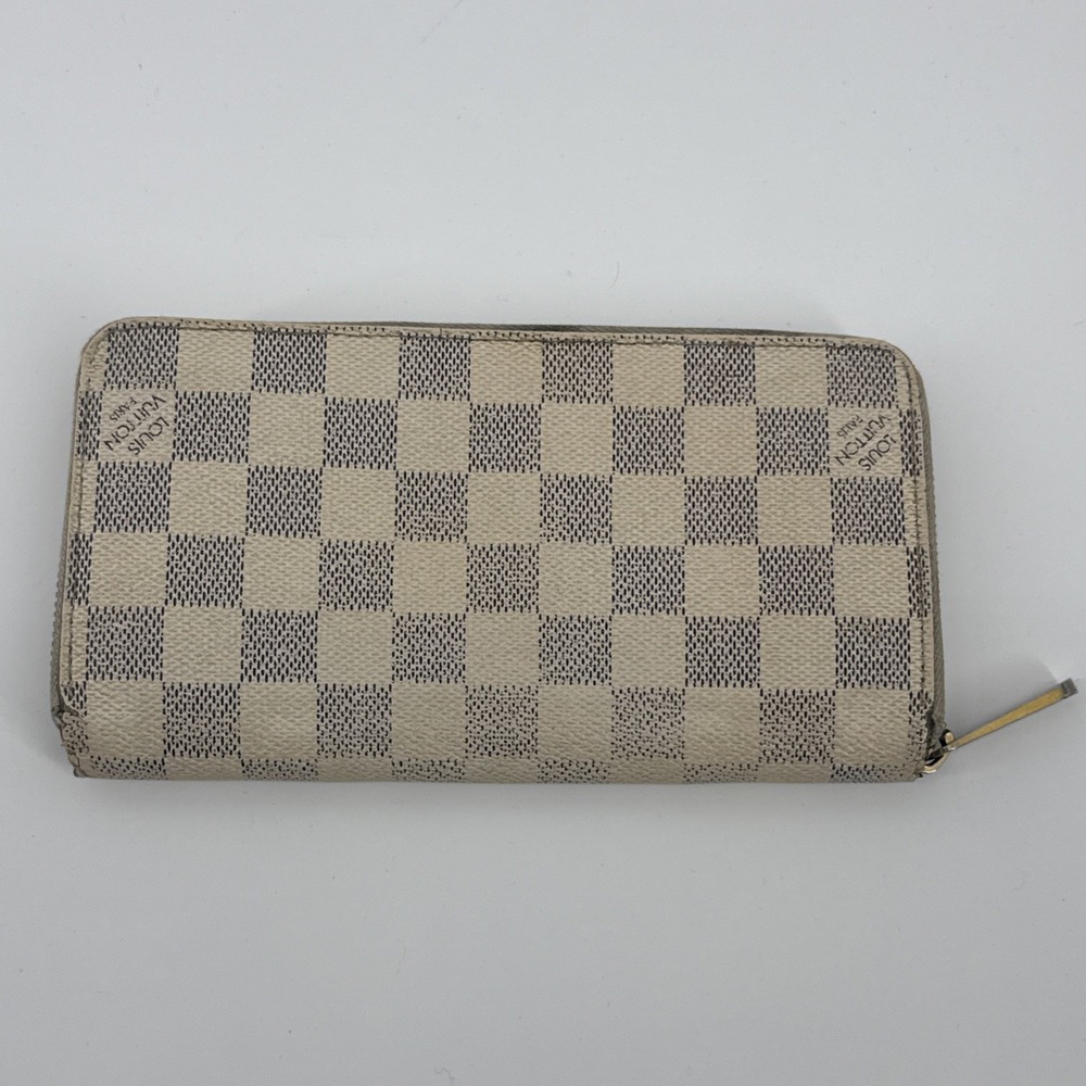 Authentic Louis Vuitton Zippy Organizer Damier Azur Wallet White Checkered